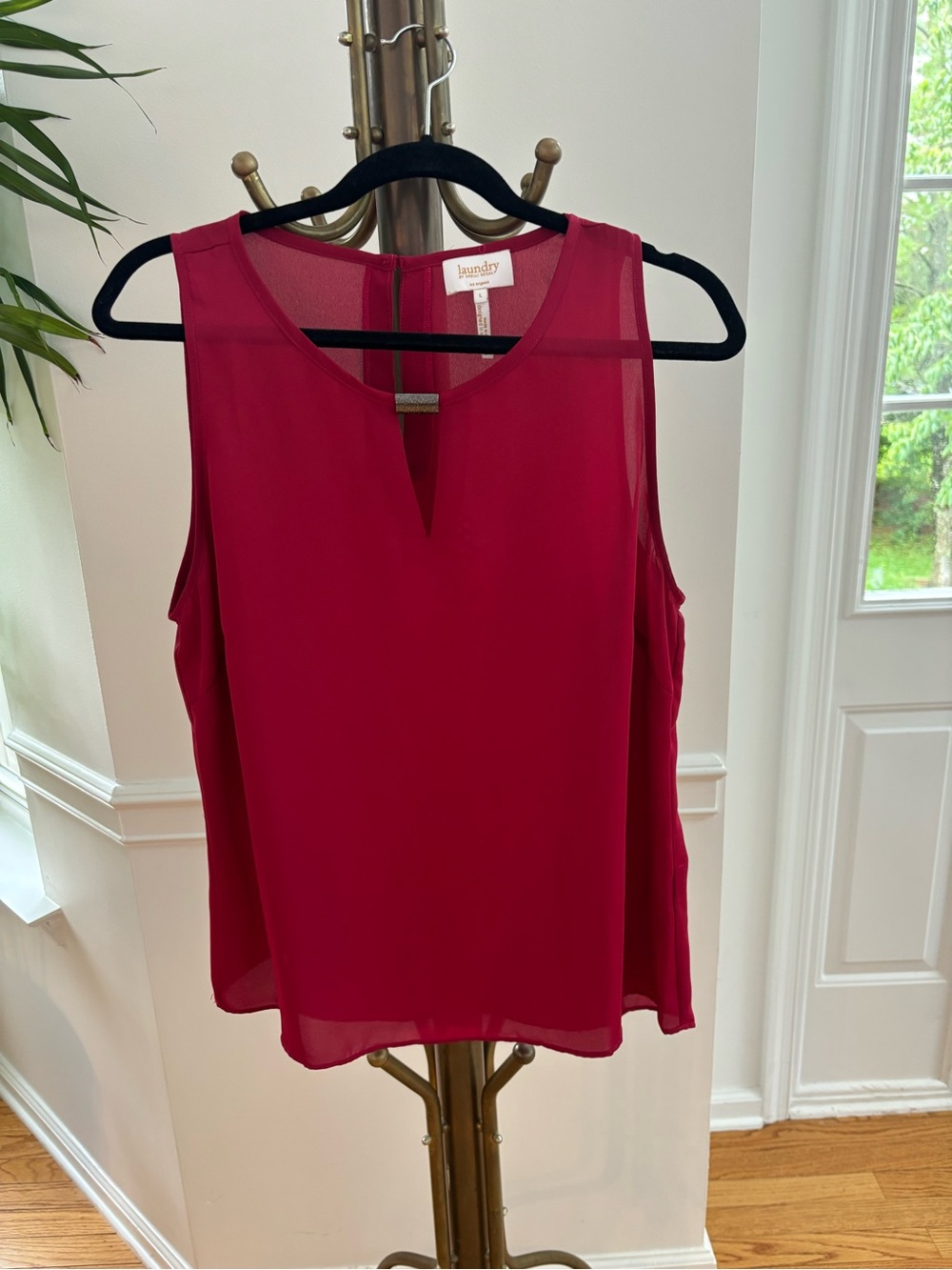 Laundry by Shelli Segal Sleeveless V-Neck Chiffon Top - Raspberry